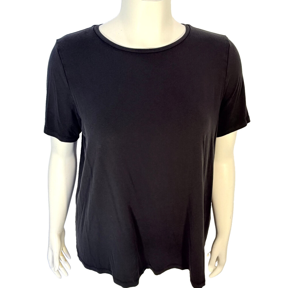 Eileen Fisher Tee Shirt Women's XL Black Crew Neck Tencel Spandex